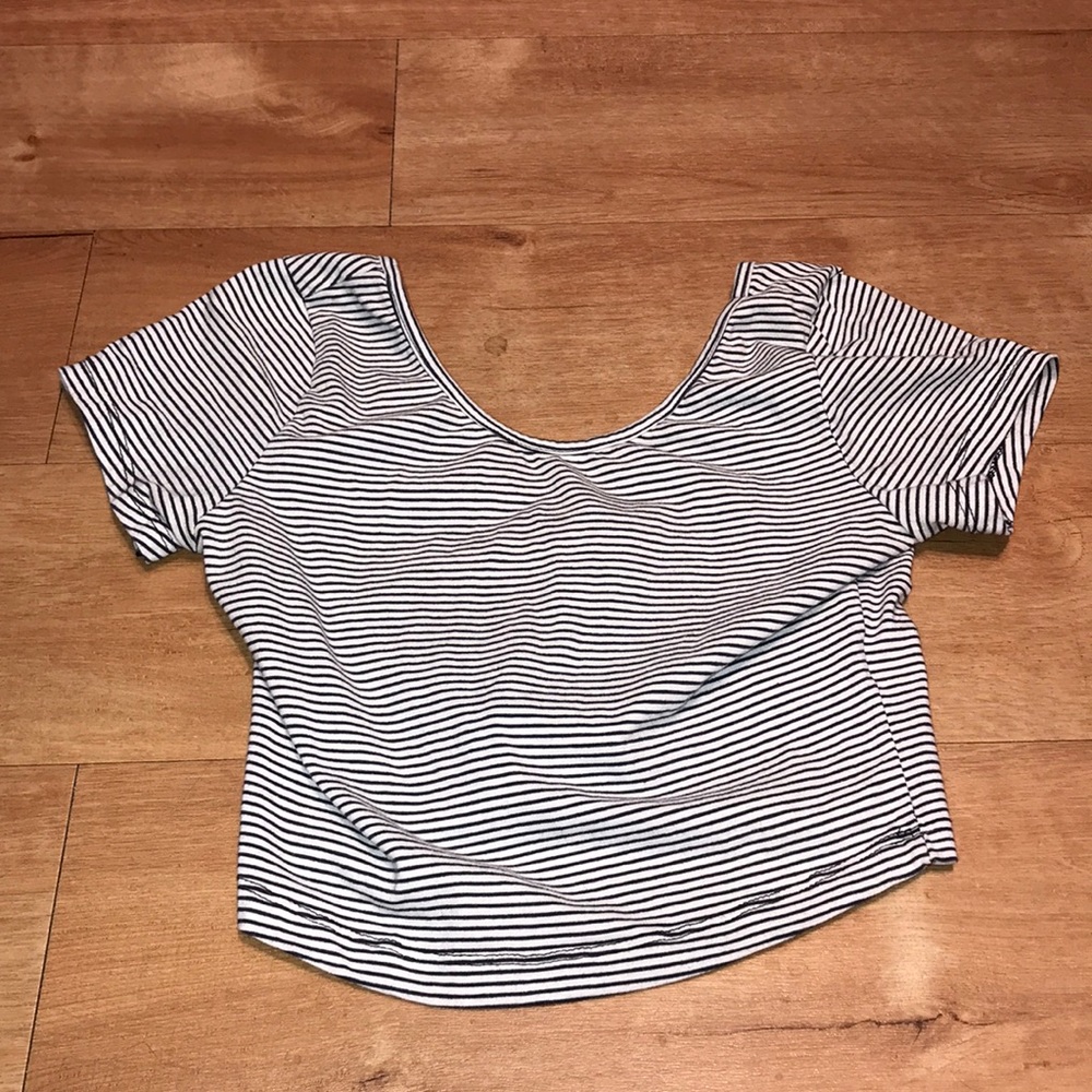Brandy Melville Black & White Striped Crop Top